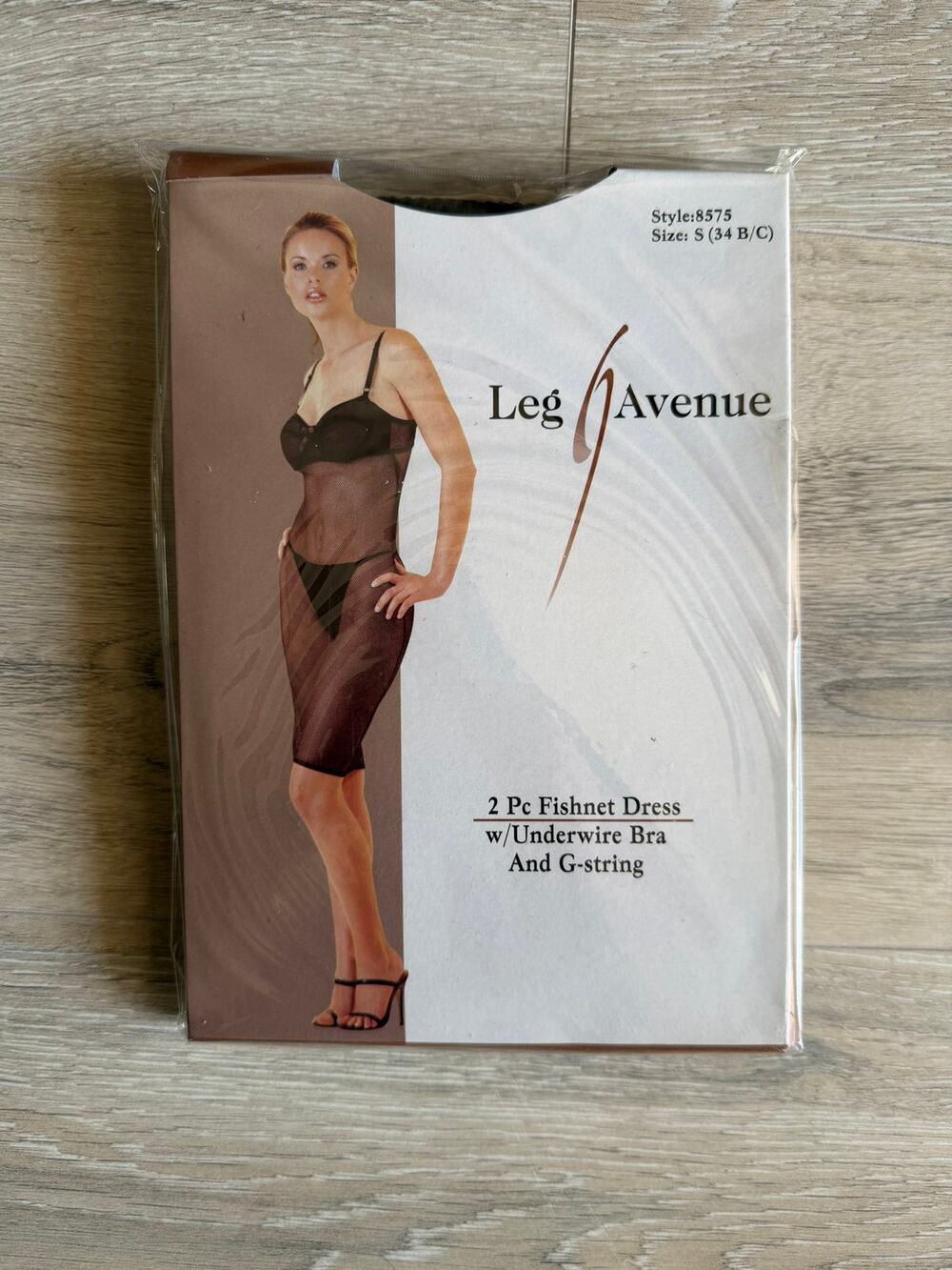 Leg Avenue Black Fishnet Dress Built-In Underwire Bra G-String Small NWT Sexy